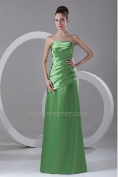 A-Line Floor-Length Pleats Strapless Sleeveless Long Bridesmaid Dresses 02010123