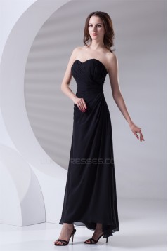 Ankle-Length Sleeveless Chiffon Sweetheart Long Black Bridesmaid Dresses 02010133