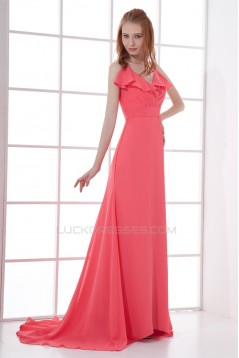 A-Line Ruffles Chiffon Long Bridesmaid/Evening Dresses 02010139