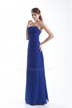 Hot Selling Pleats Strapless Long Blue Bridesmaid/Prom/Formal Evening Dresses 02010144