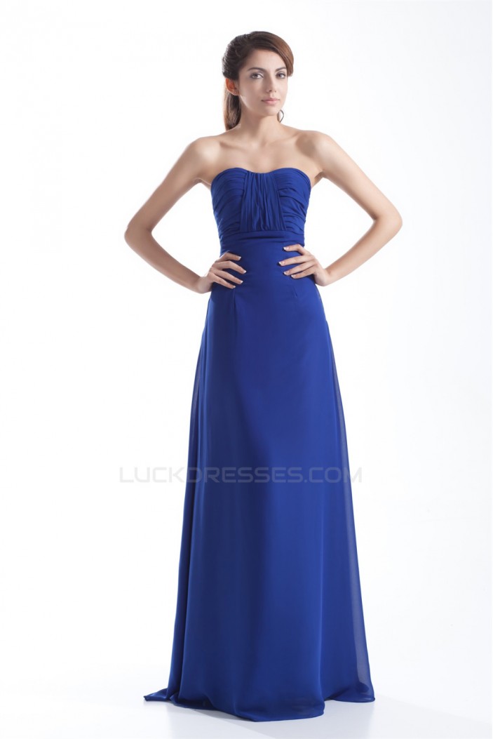 Hot Selling Pleats Strapless Long Blue Bridesmaid/Prom/Formal Evening Dresses 02010144