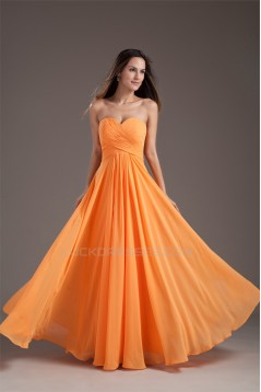 A-Line Sweetheart Floor-Length Chiffon Pleats Long Bridesmaid Dresses 02010155