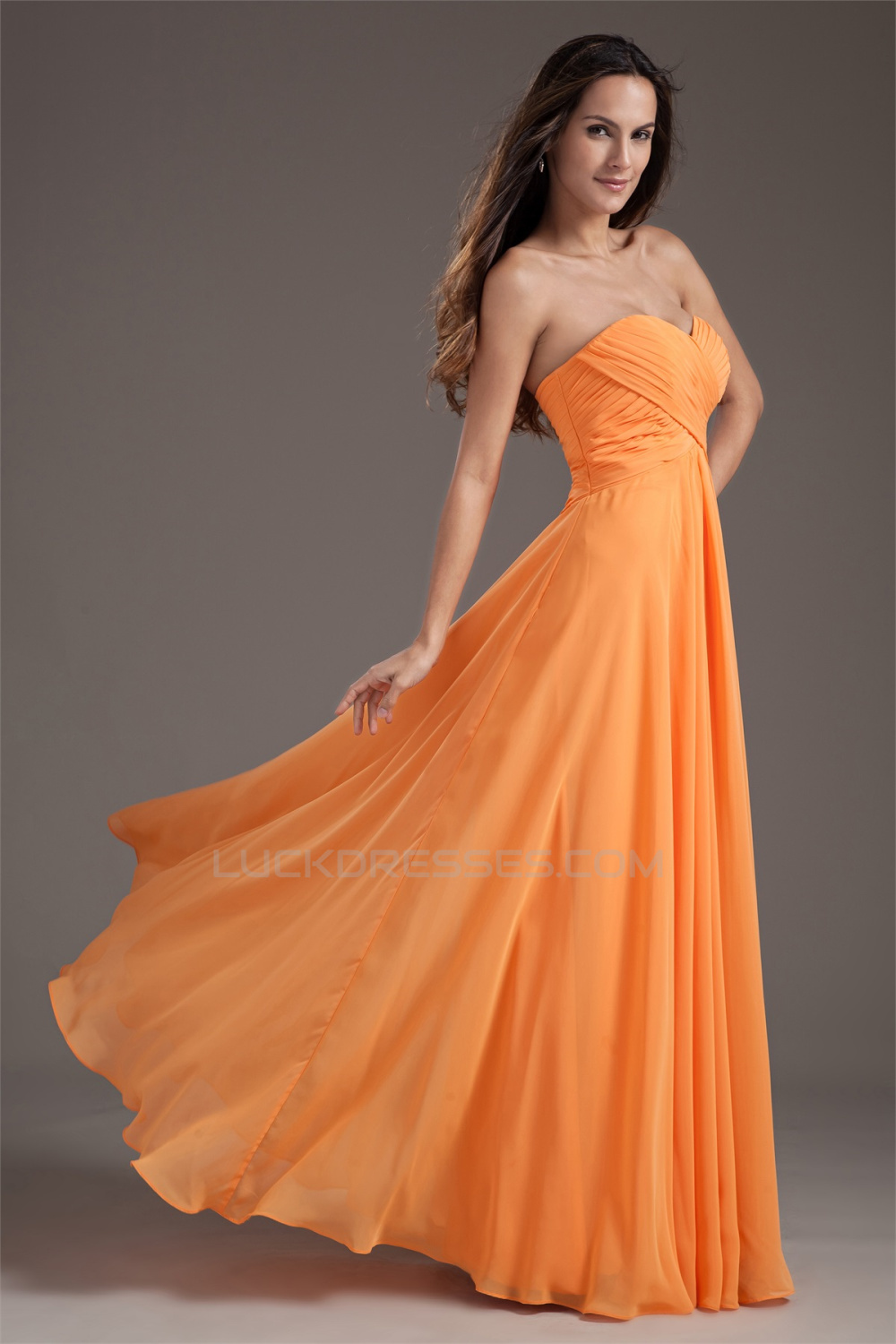 A Line Sweetheart Floor Length Chiffon Pleats Long Bridesmaid Dresses 02010155 9759