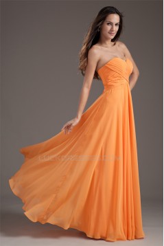 A-Line Sweetheart Floor-Length Chiffon Pleats Long Bridesmaid Dresses 02010155