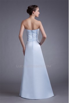 Floor-Length Strapless Pleats A-Line Sleeveless Long Bridesmaid Dresses under 100 02010160