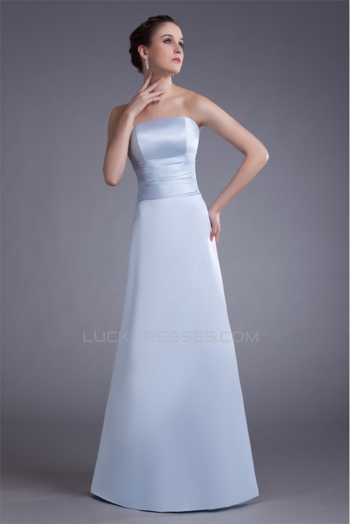 Floor-Length Strapless Pleats A-Line Sleeveless Long Bridesmaid Dresses under 100 02010160