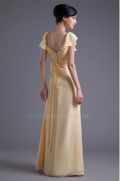 Floor-Length V-Neck Bows A-Line Chiffon Bridesmaid/Prom/Formal Evening Dresses 02010162