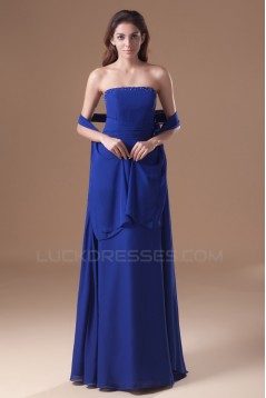 Great Chiffon Strapless A-Line Long Blue Chiffon Bridesmaid Dresses 02010164