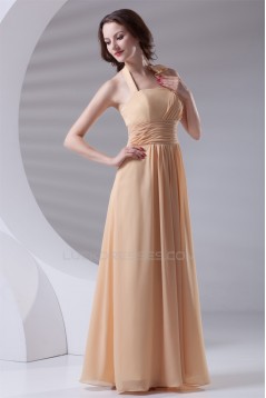 Pleats A-Line Floor-Length Chiffon Long Bridesmaid Dresses 02010180