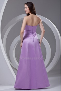 A-Line Strapless Bows Satin Floor-Length Bridesmaid Dresses 02010187