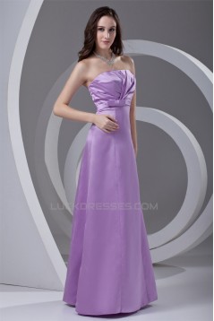 A-Line Strapless Bows Satin Floor-Length Bridesmaid Dresses 02010187