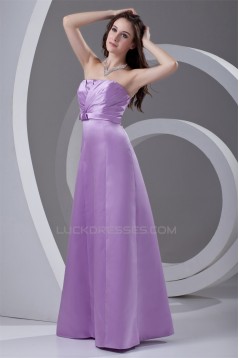 A-Line Strapless Bows Satin Floor-Length Bridesmaid Dresses 02010187