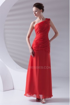 Ankle-Length Sheath/Column One-Shoulder Long Red Bridesmaid Dresses 02010188