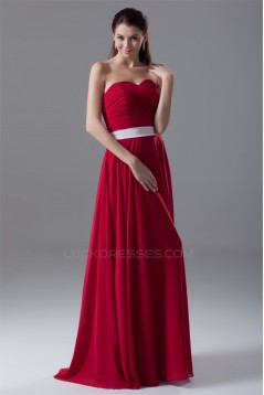 A-Line Sleeveless Floor-Length Chiffon Best Long Red Bridesmaid Dresses 02010189