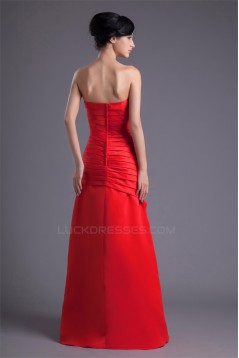 Sleeveless Satin Soft Sweetheart Floor-Length Long Red Bridesmaid Dresses 02010195