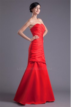 Sleeveless Satin Soft Sweetheart Floor-Length Long Red Bridesmaid Dresses 02010195