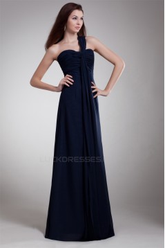 One-Shoulder Sleeveless Sheath/Column Ruched Floor-Length Bridesmaid Dresses 02010197