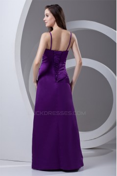 A-Line Spaghetti Straps Satin Beading Floor-Length Long Purple Bridesmaid Dresses 02010204