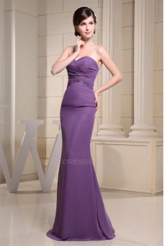 Sheath/Column Sleeveless Criss Cross Chiffon Long Bridesmaid Dresses 02010215