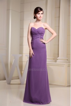 Sheath/Column Sleeveless Criss Cross Chiffon Long Bridesmaid Dresses 02010215