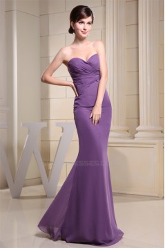 Sheath/Column Sleeveless Criss Cross Chiffon Long Bridesmaid Dresses 02010215