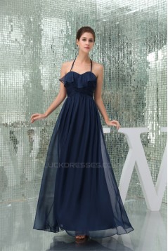 A-Line Halter Sleeveless Chiffon Long Bridesmaid Dresses 02010219