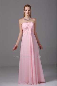 Sleeveless Draped Satin Chiffon Sheath/Column Best Long Pink Bridesmaid Dresses 02010221