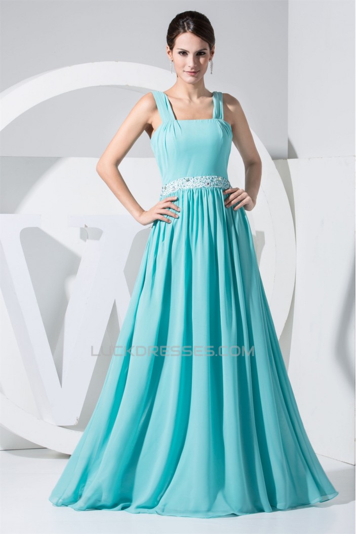 A-Line Square Chiffon Beaded Long Bridesmaid Dresses 02010234