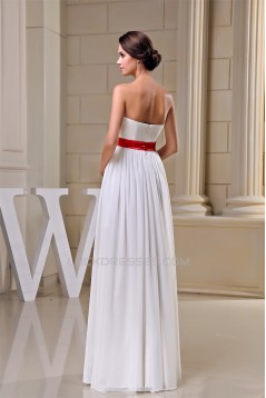 A-Line Strapless Beading Chiffon Long White Bridesmaid Dresses 02010238