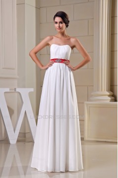 A-Line Strapless Beading Chiffon Long White Bridesmaid Dresses 02010238