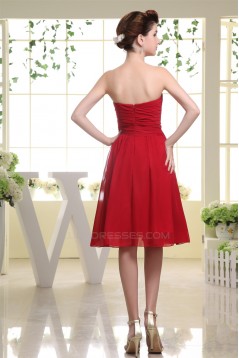 A-Line Sweetheart Knee-Length Chiffon Short Red Bridesmaid Dresses 02010241