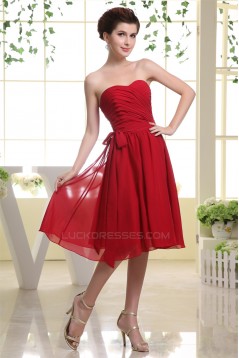 A-Line Sweetheart Knee-Length Chiffon Short Red Bridesmaid Dresses 02010241