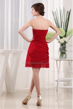 Breathtaking Chiffon Silk like Satin Ruffles Strapless Short Red Bridesmaid Dresses 02010264