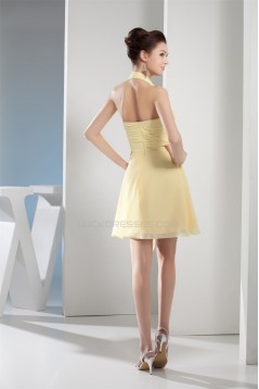 A-Line Halter Short/Mini Chiffon Bridesmaid Dresses 02010295