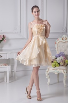 Handmade Flowers Tulle Short Bridesmaid Dresses 02010298