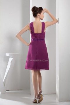 A-Line Knee-Length Chiffon Short Bridesmaid Dresses 02010300