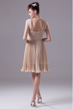 A-Line Knee-Length Pleated Chiffon Short Bridesmaid Dresses 02010307