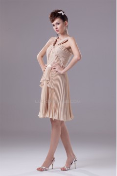 A-Line Knee-Length Pleated Chiffon Short Bridesmaid Dresses 02010307