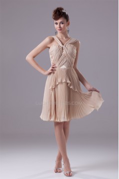 A-Line Knee-Length Pleated Chiffon Short Bridesmaid Dresses 02010307