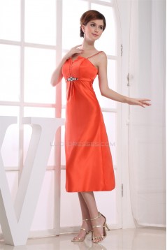 Satin Spaghetti Straps Sleeveless A-Line Bridesmaid Dresses 02010333