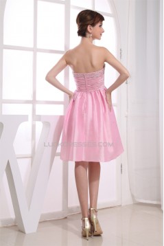 A-Line Short/Mini Sweetheart Beaded Taffeta Sleeveless Pink Bridesmaid Dresses 02010359