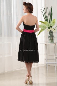 A-Line Soft Strapless Chiffon Short Black Bridesmaid Dresses 02010373