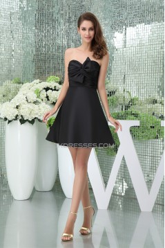 A-Line Sweetheart Knee-Length Ruffles Taffeta Short Black Bridesmaid Dresses 02010381