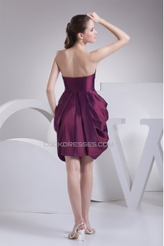 Short/Mini Taffeta Strapless Sleeveless Short Bridesmaid Dresses 02010388