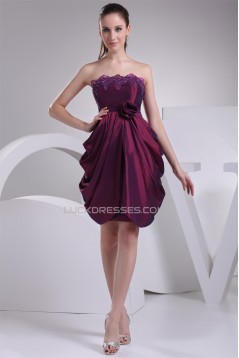 Short/Mini Taffeta Strapless Sleeveless Short Bridesmaid Dresses 02010388