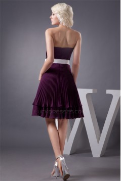 A-Line Sleeveless Pleats Knee-Length Short Purple Bridesmaid Dresses 02010399