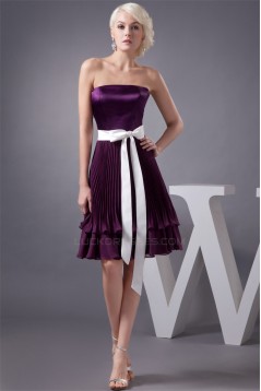 A-Line Sleeveless Pleats Knee-Length Short Purple Bridesmaid Dresses 02010399