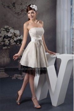 A-Line Fine Netting Flocked Cloth Bows Bridesmaid Dresses 02010400