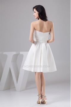 A-Line Knee-Length Short Satin Soft Sweetheart Bridesmaid Dresses 02010416