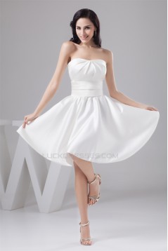 A-Line Knee-Length Short Satin Soft Sweetheart Bridesmaid Dresses 02010416